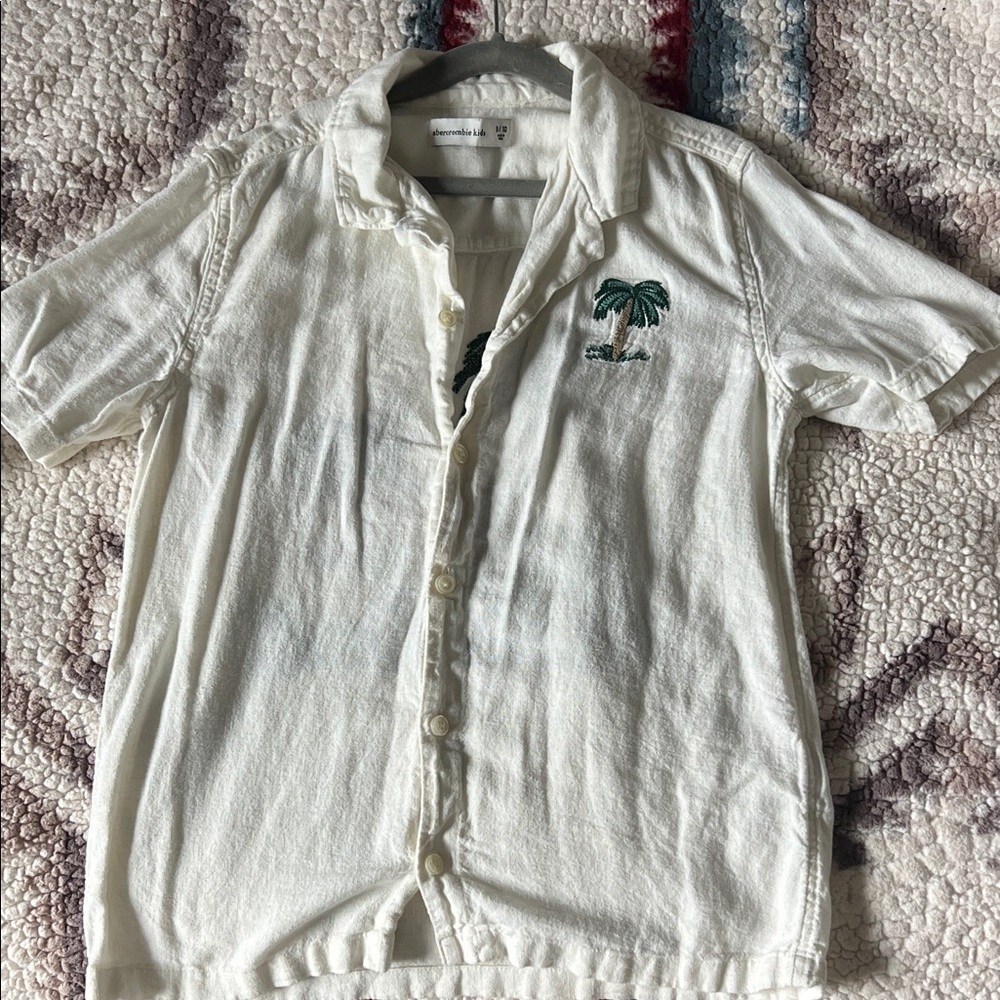 Abercrombie Kids White Shirt with Palm Tree Embroidery